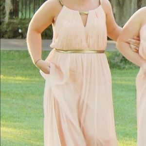 Blush pink formal bridesmaid dress